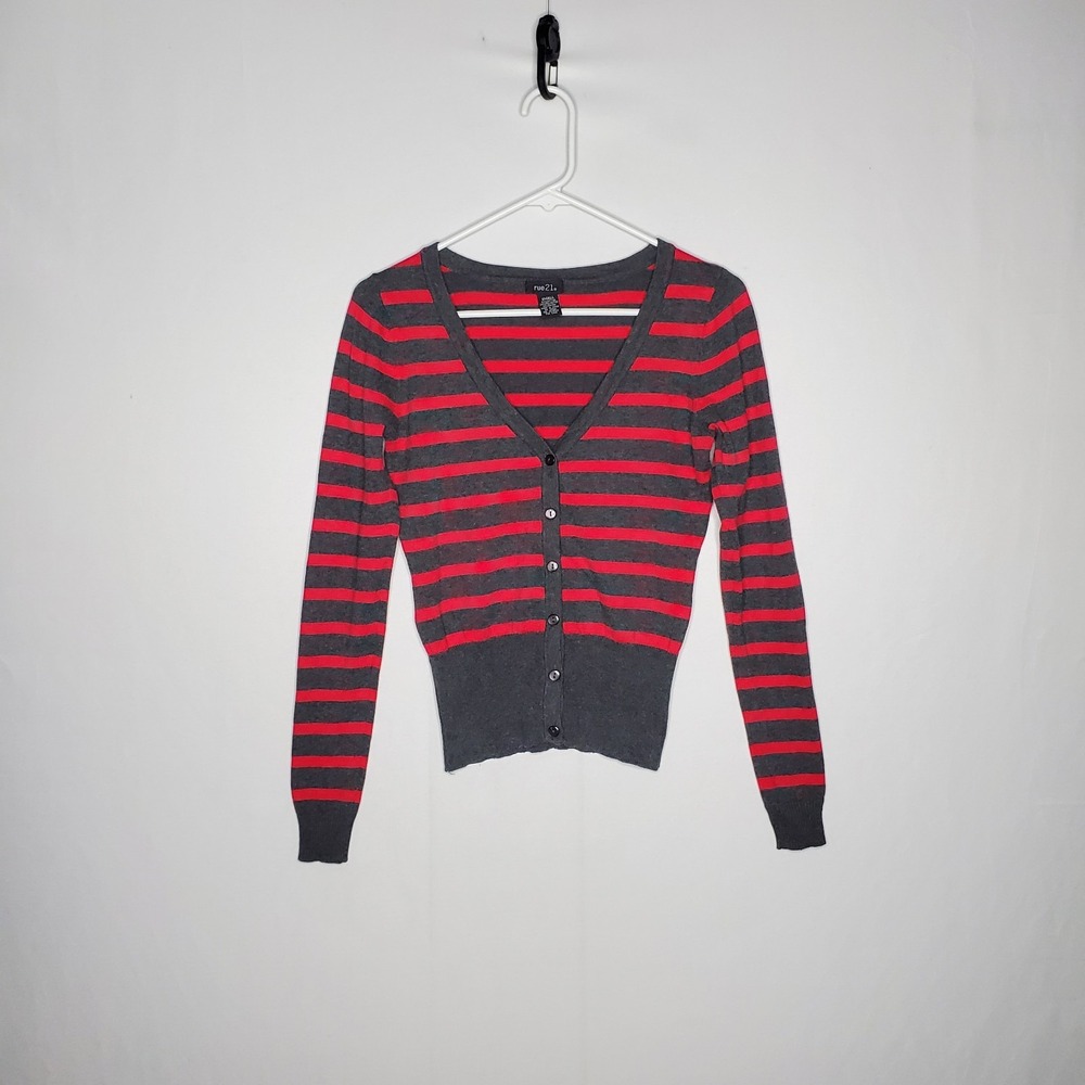 Vintage 00s Stripe Button Cardigan Women Small Dark Academia Y2K Preppy Goth